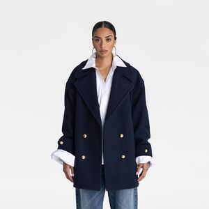 KBB by KAHLANA Women's 'The Pea Coat' Navy Blue S
